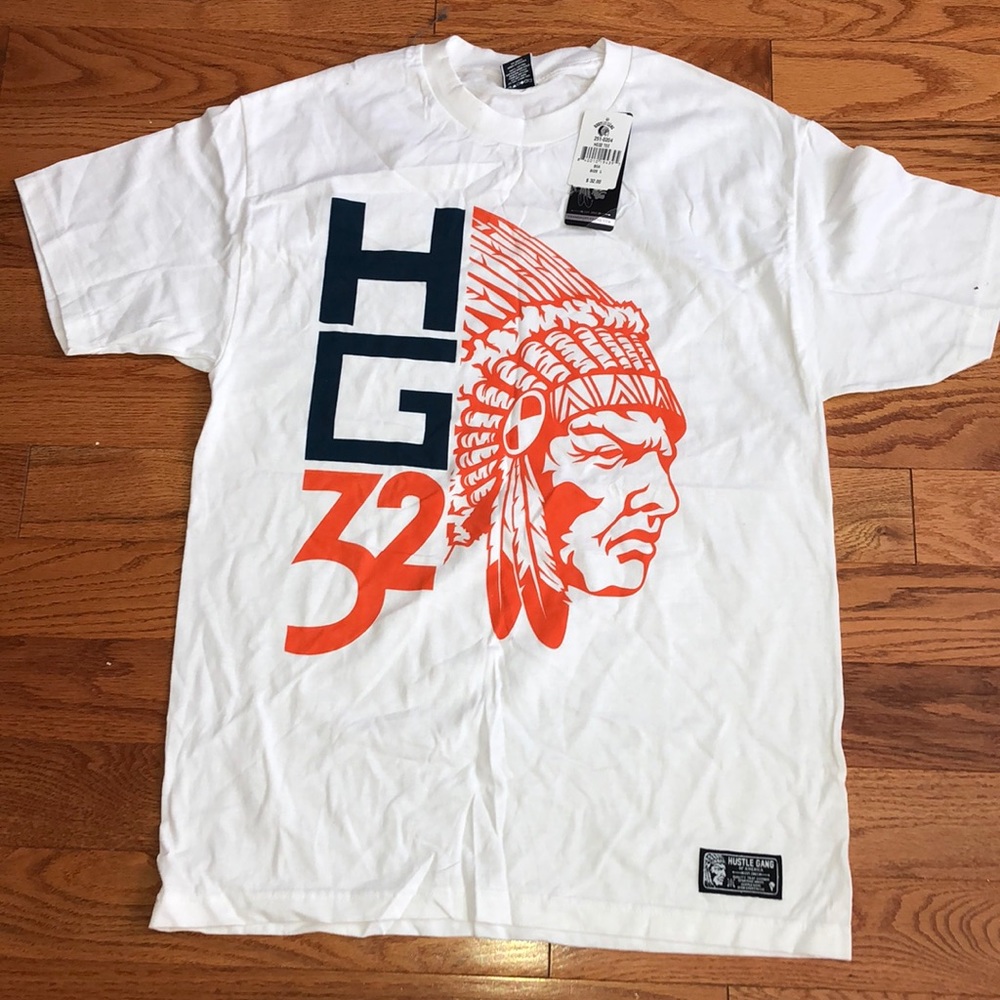 Hustle Gang T Shirt Size Large White Orange Blue